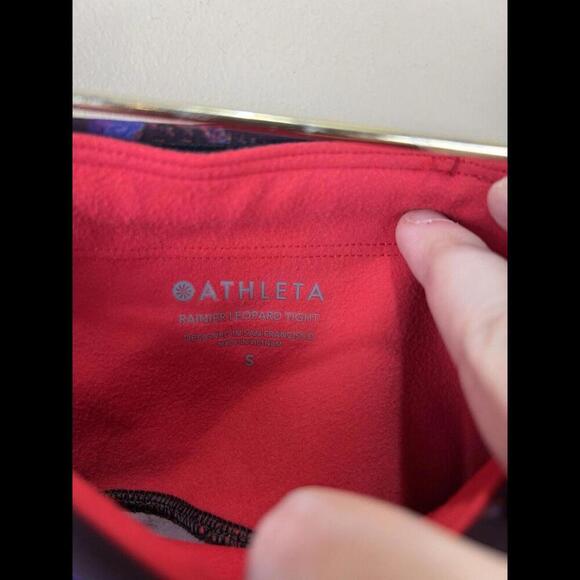 Athleta Leggings Womens Small Purple Rainier Leopard Tight Ankle 7/8 Zip Pockets - Picture 4 of 5